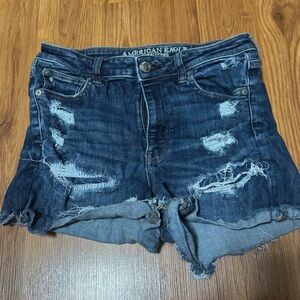 American Eagle Outfitters Dark Blue Ripped Jean Shorts